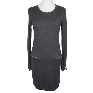 MICHAEL KORS Gray Knit Shift Sweater Dress Zipper Pockets Women’s Small